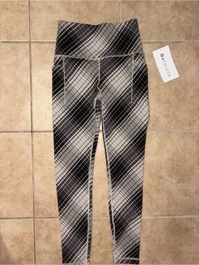 Athleta Black & White Plaid High-Rise Leggings